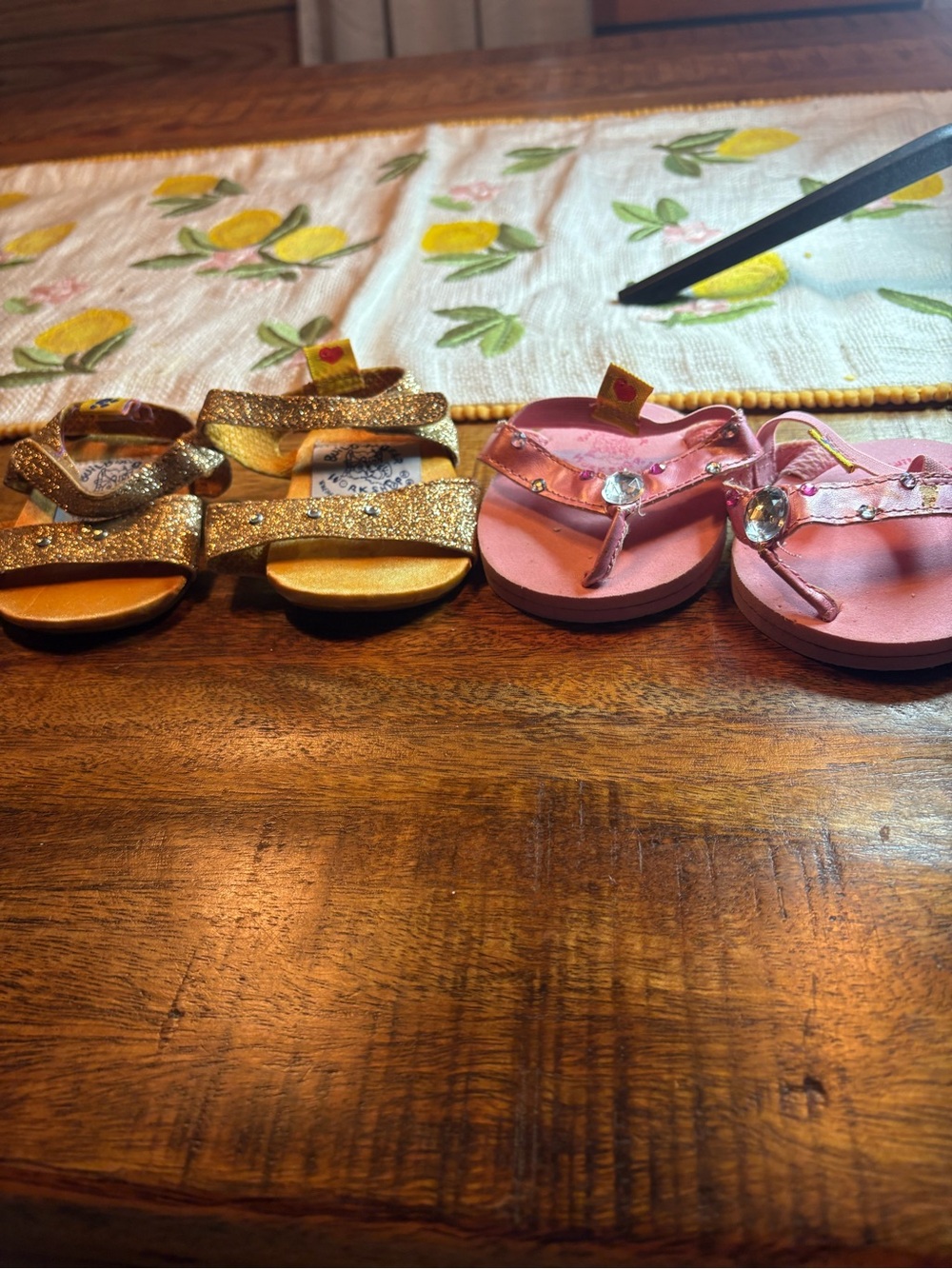 Build-A-Bear Gold Glitter and Pink Jewel Sandals